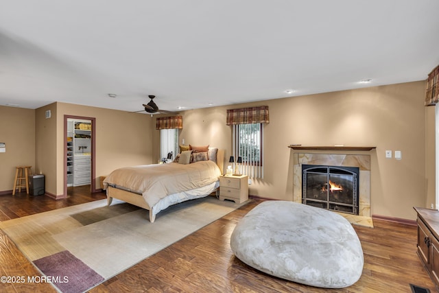 14 Copperfield Ct, Eatontown, NJ 07724 - bedroom featuring a premium fireplace, wood finished floors, and a ceiling fan