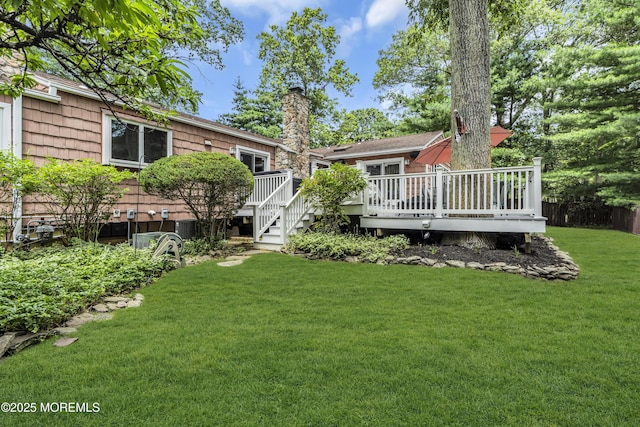 14 Copperfield Ct, Eatontown, NJ 07724 - view of grassy yard featuring a wooden deck
