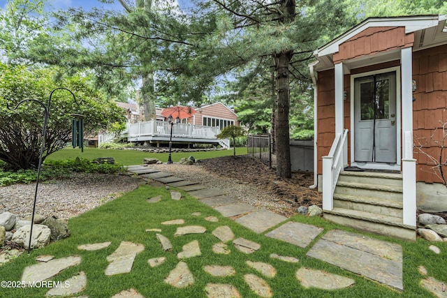 14 Copperfield Ct, Eatontown, NJ 07724 - view of yard with a wooden deck