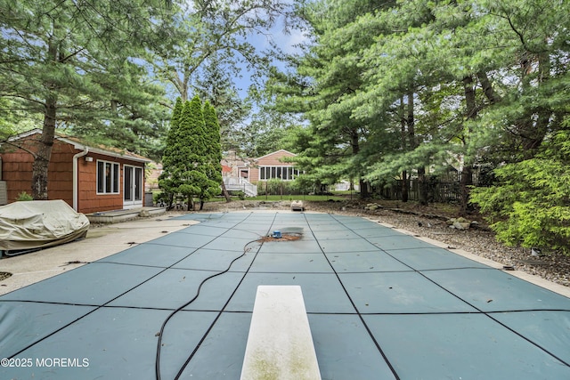 14 Copperfield Ct, Eatontown, NJ 07724 - view of swimming pool featuring a patio and a diving board