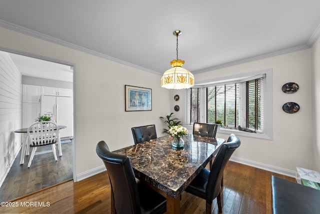 72 Broadway Rd, Freehold, NJ 07728 - dining space featuring crown molding and dark wood-style floors