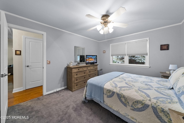 72 Broadway Rd, Freehold, NJ 07728 - bedroom with carpet flooring, ornamental molding, and a ceiling fan