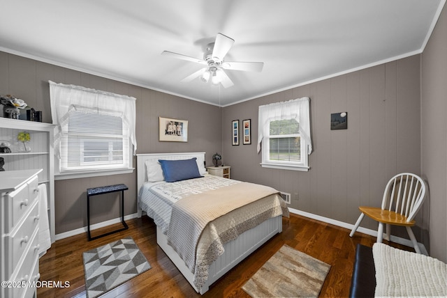 72 Broadway Rd, Freehold, NJ 07728 - bedroom featuring crown molding, dark wood-style floors, and ceiling fan