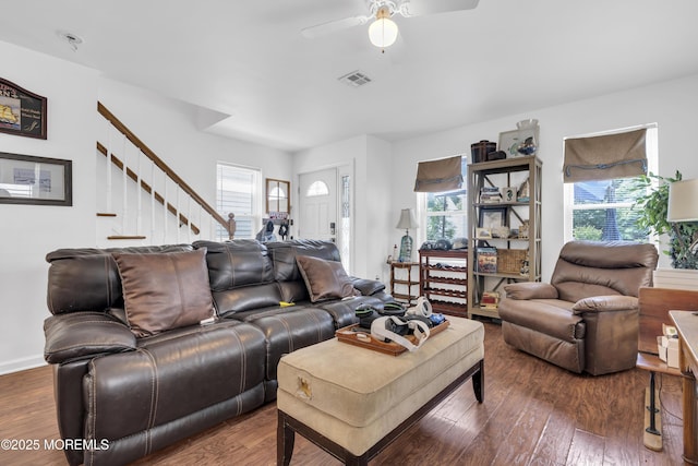 13 Locust St, Highlands, NJ 07732 - living room with stairway, healthy amount of natural light, and wood finished floors