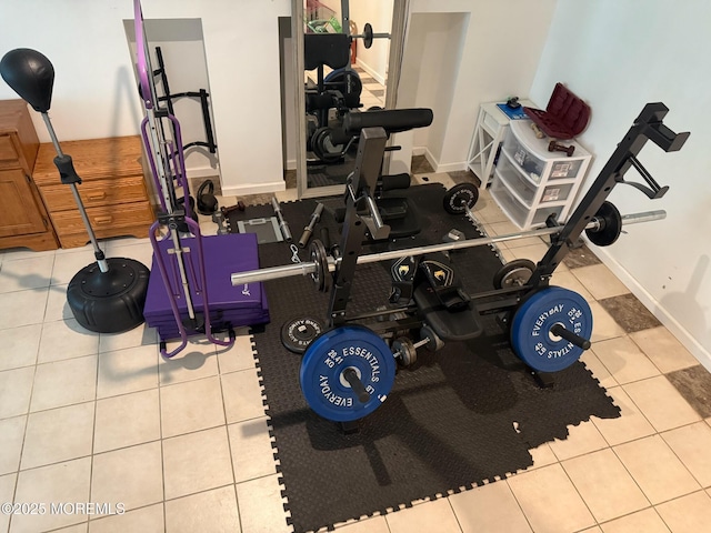 67 Erin Dr, Jackson, NJ 08527 - workout room featuring baseboards and tile patterned floors