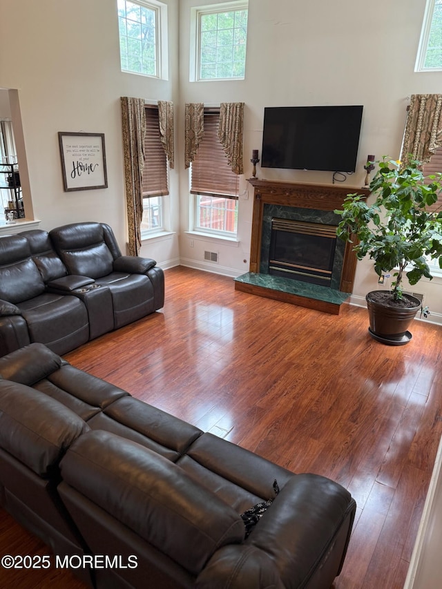 67 Erin Dr, Jackson, NJ 08527 - living room featuring wood finished floors and a fireplace