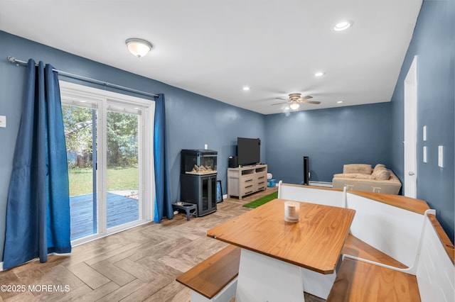 301 6th St, Waretown, NJ 08758 - dining area with a ceiling fan and recessed lighting