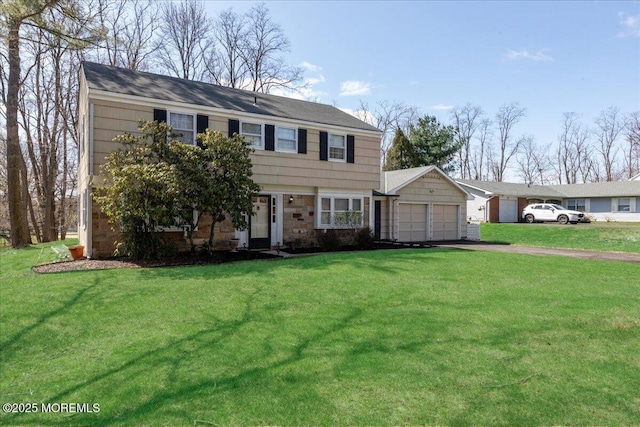 23 Clinton Dr, Manalapan, NJ 07726 - colonial home with an attached garage, driveway, and a front lawn
