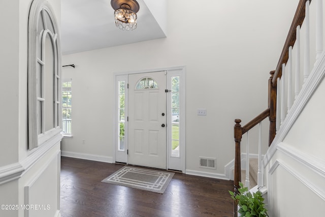6 Kindling Way, Jackson, NJ 08527 - entrance foyer featuring stairs, dark wood-type flooring, and healthy amount of natural light