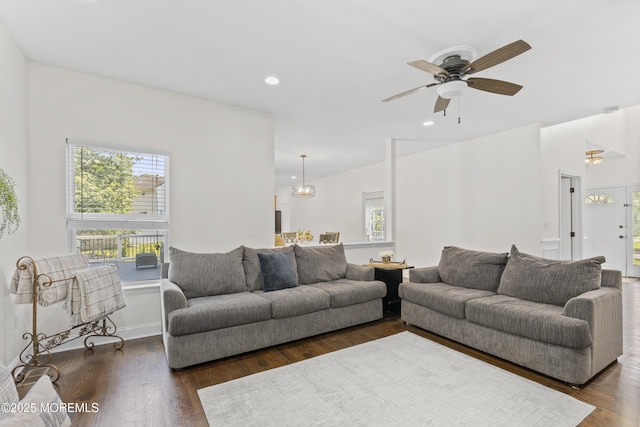 6 Kindling Way, Jackson, NJ 08527 - living room featuring wood finished floors, recessed lighting, and ceiling fan