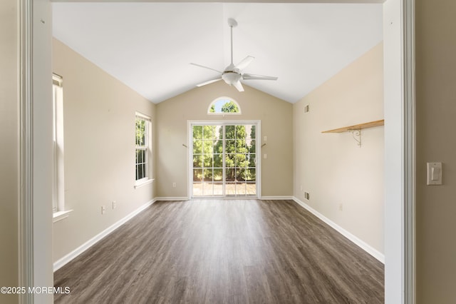 31 Strawberry Ln, Lakewood, NJ 08701 - empty room with dark wood-style floors, a ceiling fan, and lofted ceiling