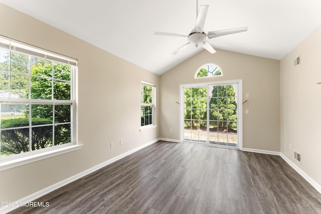 31 Strawberry Ln, Lakewood, NJ 08701 - spare room featuring healthy amount of natural light, dark wood finished floors, lofted ceiling, and ceiling fan
