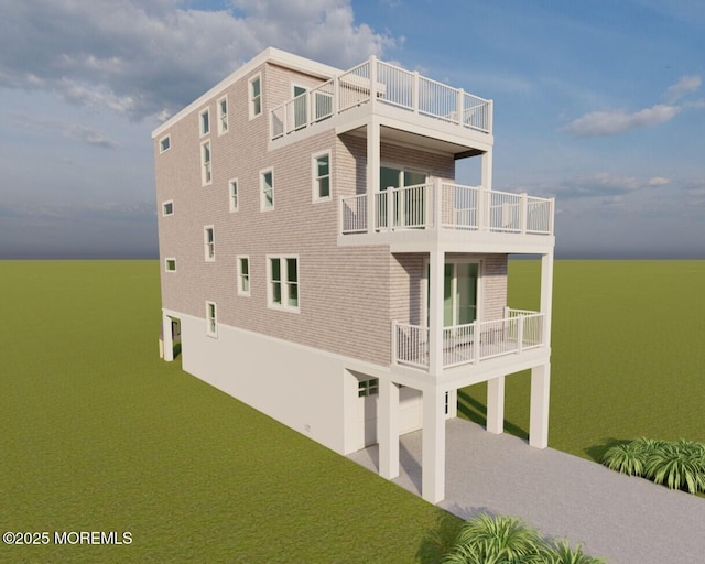 122 Fremont Ave, Seaside Heights, NJ 08751 - view of side of home with a balcony and brick siding