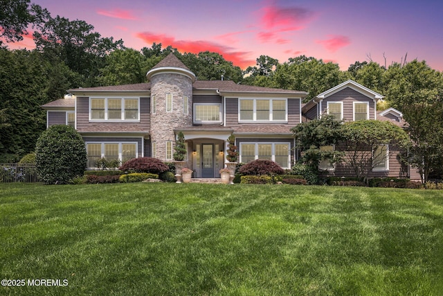 9 Withers Ln, Atlantic Highlands, NJ 07716 - view of front facade featuring a front yard and stone siding