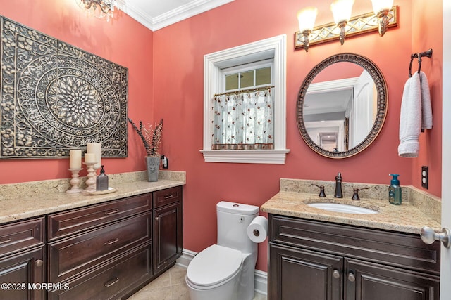 9 Withers Ln, Atlantic Highlands, NJ 07716 - full bathroom with vanity, tile patterned flooring, ornamental molding, and curtained shower