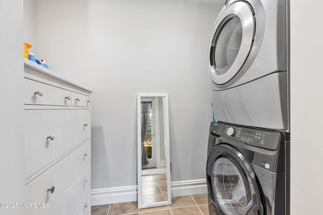 9 Withers Ln, Atlantic Highlands, NJ 07716 - washroom with stacked washing machine and dryer and baseboards