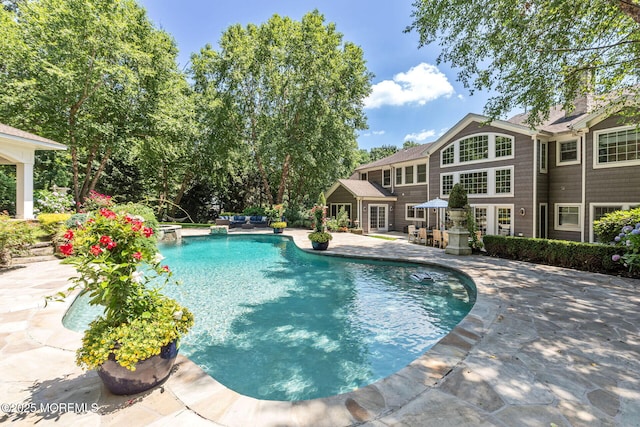 9 Withers Ln, Atlantic Highlands, NJ 07716 - outdoor pool featuring a patio area, an exterior structure, and an outbuilding