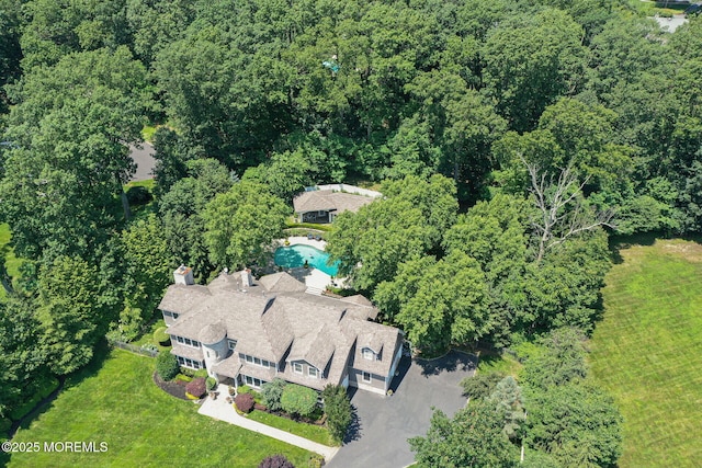 9 Withers Ln, Atlantic Highlands, NJ 07716 - aerial view of property's location with a heavily wooded area and a pool