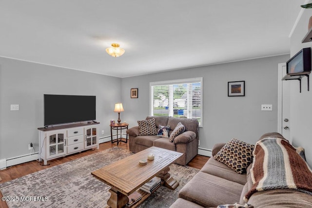 99 Roosevelt Cir E, Red Bank, NJ 07701 - living area with a baseboard radiator and wood finished floors