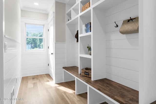 515 Atlantic Ave, Middletown, NJ 07748 - mudroom featuring light wood-style flooring and ornamental molding
