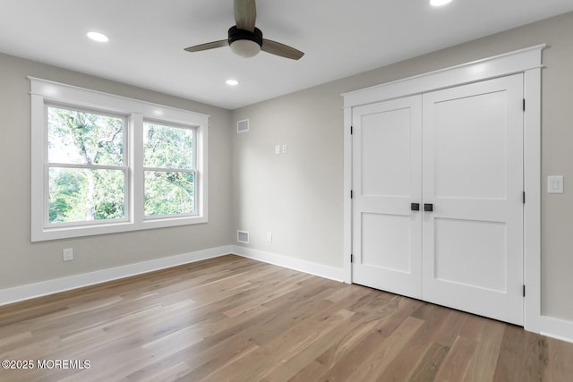 515 Atlantic Ave, Middletown, NJ 07748 - unfurnished bedroom with light wood-style flooring, recessed lighting, a closet, and ceiling fan