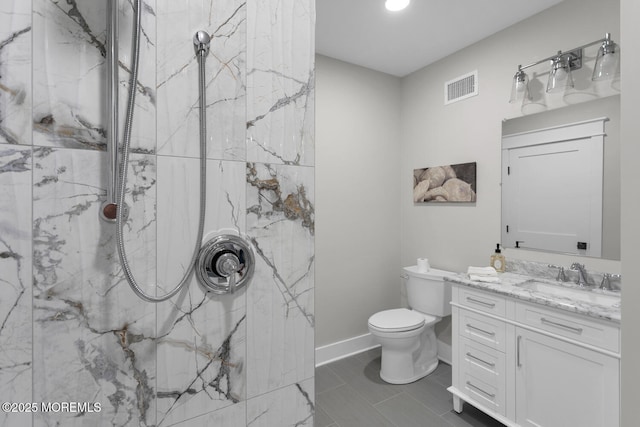 515 Atlantic Ave, Middletown, NJ 07748 - full bathroom with a marble finish shower, vanity, and recessed lighting