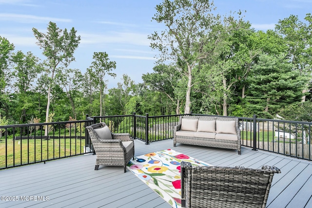515 Atlantic Ave, Middletown, NJ 07748 - wooden terrace featuring outdoor lounge area and view of scattered trees