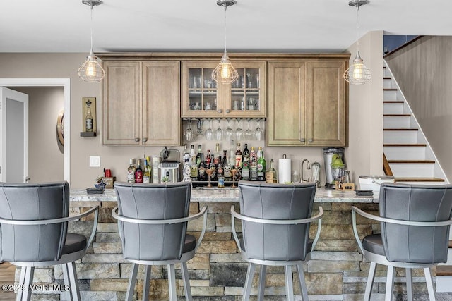 156 Magnolia Ln, Middletown, NJ 07748 - indoor wet bar with stairs and pendant lighting