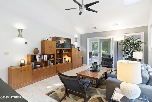 1714 Buttonwood Ave, Toms River, NJ 08755 - living area with high vaulted ceiling and ceiling fan