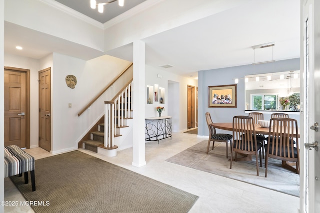 1714 Buttonwood Ave, Toms River, NJ 08755 - dining room with stairway and crown molding