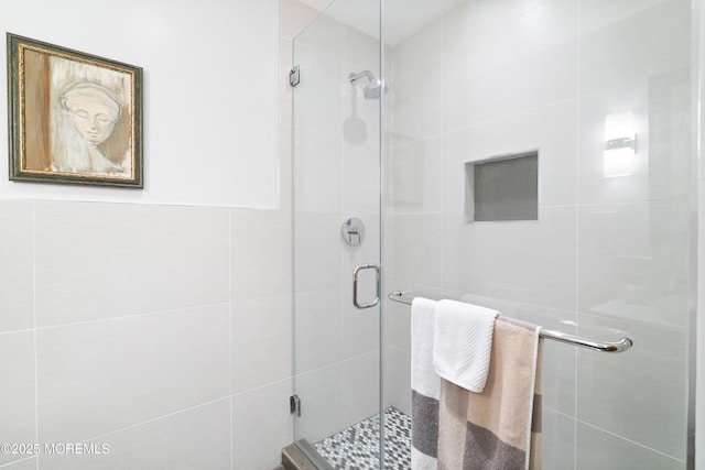 1714 Buttonwood Ave, Toms River, NJ 08755 - bathroom with a stall shower and tile walls