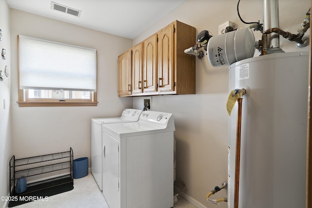 1714 Buttonwood Ave, Toms River, NJ 08755 - laundry room with water heater, independent washer and dryer, cabinet space, and light tile patterned floors