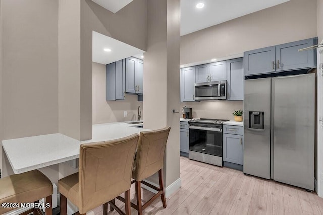 321 6th Ave Unit 103, Asbury Park, NJ 07712 - kitchen featuring appliances with stainless steel finishes, gray cabinetry, a peninsula, and light countertops