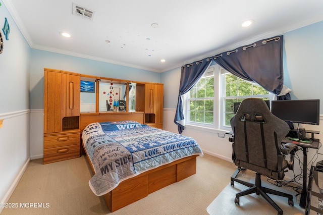 26 N Boston Rd, Jackson, NJ 08527 - bedroom with light carpet, recessed lighting, ornamental molding, and a desk