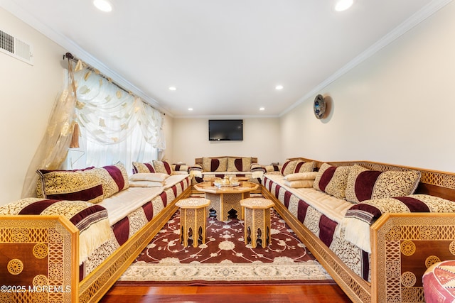 26 N Boston Rd, Jackson, NJ 08527 - living area with wood finished floors, ornamental molding, and recessed lighting