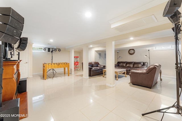 26 N Boston Rd, Jackson, NJ 08527 - tiled living area featuring ornamental molding and recessed lighting