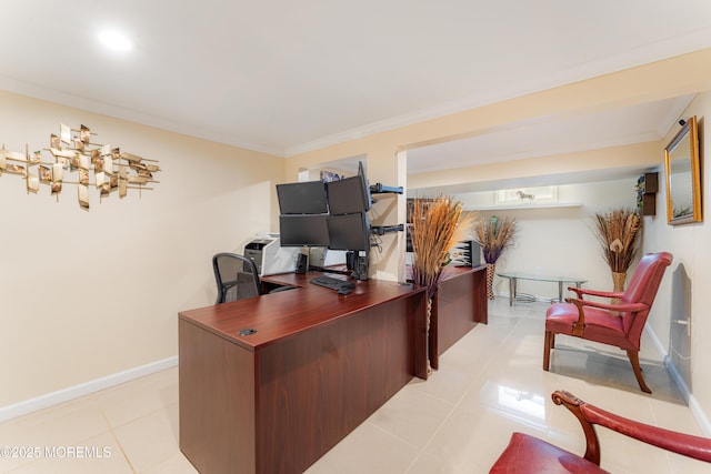26 N Boston Rd, Jackson, NJ 08527 - home office with light tile patterned floors and crown molding