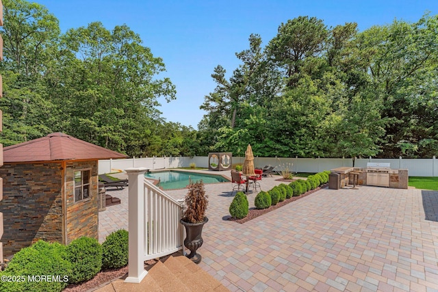 26 N Boston Rd, Jackson, NJ 08527 - view of swimming pool with area for grilling, a fenced backyard, and a patio