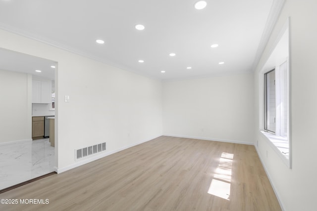74 Brand Rd, Toms River, NJ 08753 - unfurnished room with crown molding, recessed lighting, and light wood finished floors