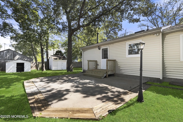 74 Brand Rd, Toms River, NJ 08753 - view of patio / terrace with a shed and a wooden deck