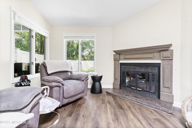 48 Carmel Ct, Old Bridge, NJ 08857 - living area featuring wood finished floors and a glass covered fireplace