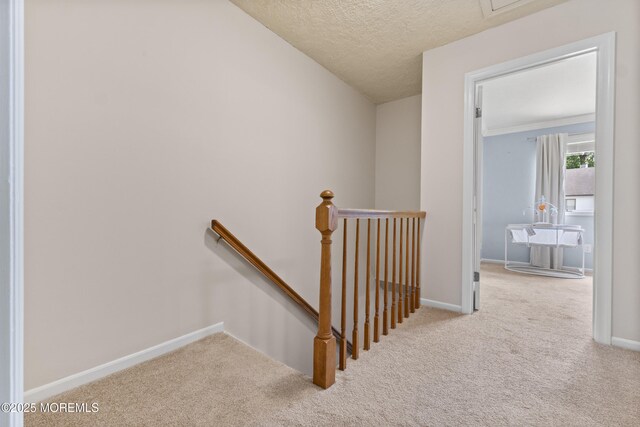 48 Carmel Ct, Old Bridge, NJ 08857 - stairs with carpet floors and a textured ceiling