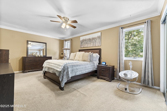 48 Carmel Ct, Old Bridge, NJ 08857 - bedroom with ornamental molding, light carpet, and a ceiling fan