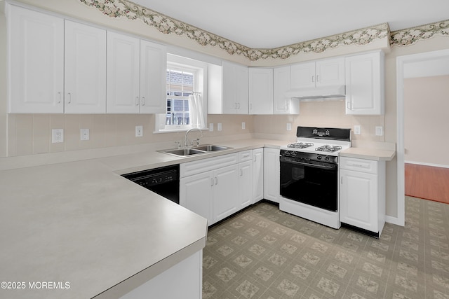 305 11th Ave, Spring Lake Heights, NJ 07762 - kitchen featuring white gas range, dishwasher, under cabinet range hood, light countertops, and white cabinetry