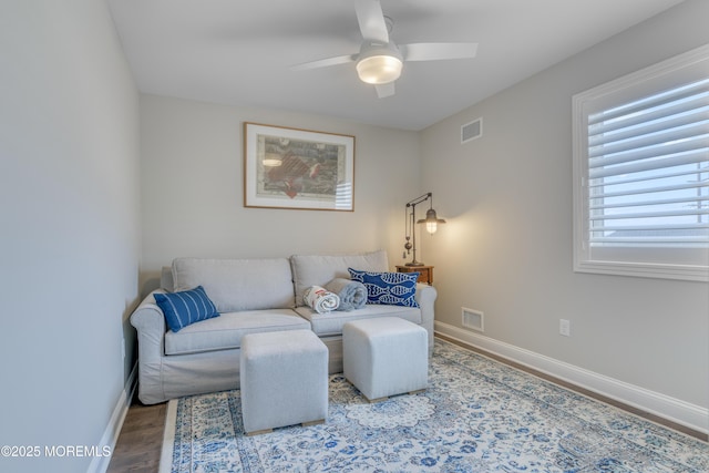 26 9th Ave Unit 105, Ortley Beach, NJ 08751 - sitting room featuring a ceiling fan and wood finished floors