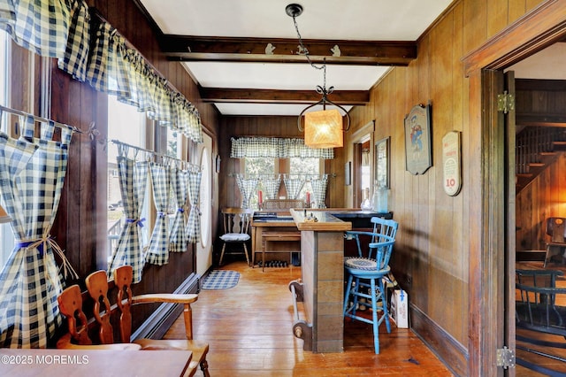 18 Holly St, Rumson, NJ 07760 - bar featuring wood finished floors, wood walls, and beam ceiling