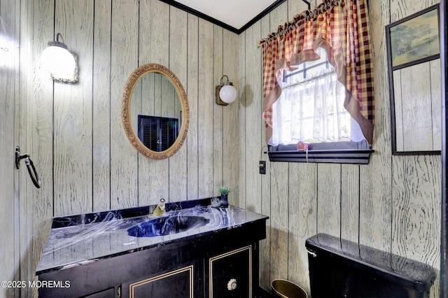 18 Holly St, Rumson, NJ 07760 - bathroom featuring vanity and wood walls