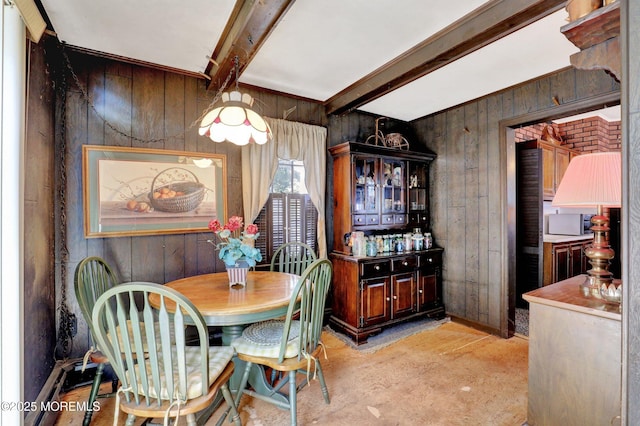 18 Holly St, Rumson, NJ 07760 - dining space with wood walls and beam ceiling