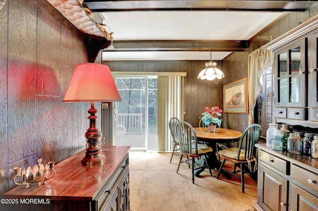 18 Holly St, Rumson, NJ 07760 - dining space featuring wood walls and beam ceiling