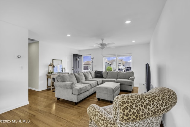 813 Tiller Dr, Forked River, NJ 08731 - living room with wood finished floors, recessed lighting, and ceiling fan